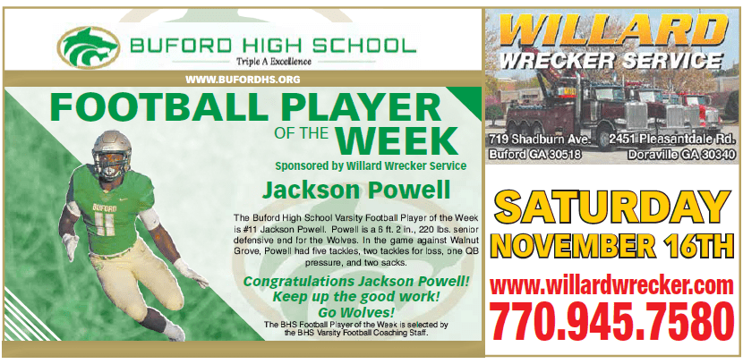 Football Player of the Week 11-8-19